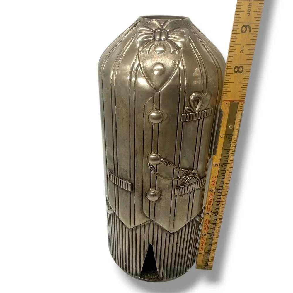 Vintage Silver Plated Tuxedo Butler Wine Bottle Holder Pourer Barware